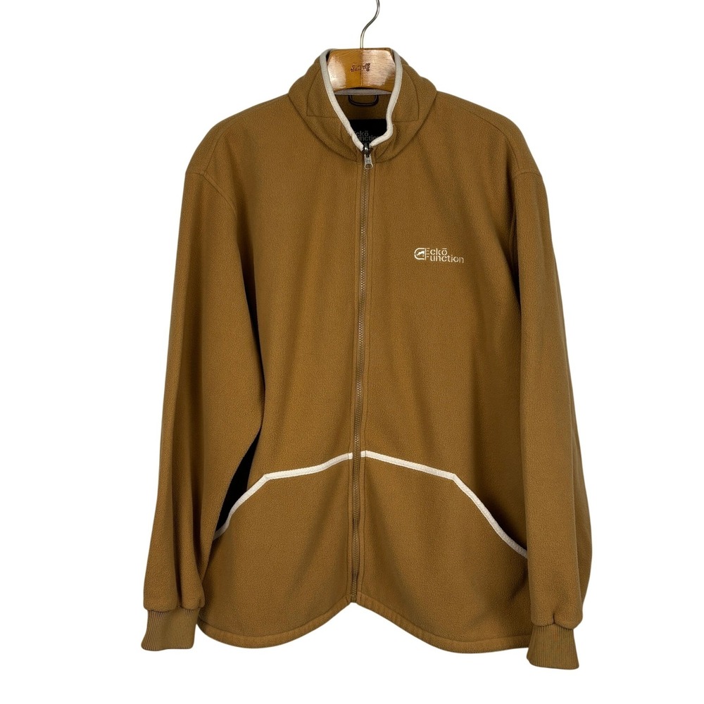 Y2K Ecko Unltd Fleece Jacket Mens L Brown Full Zip Streetwear Logo